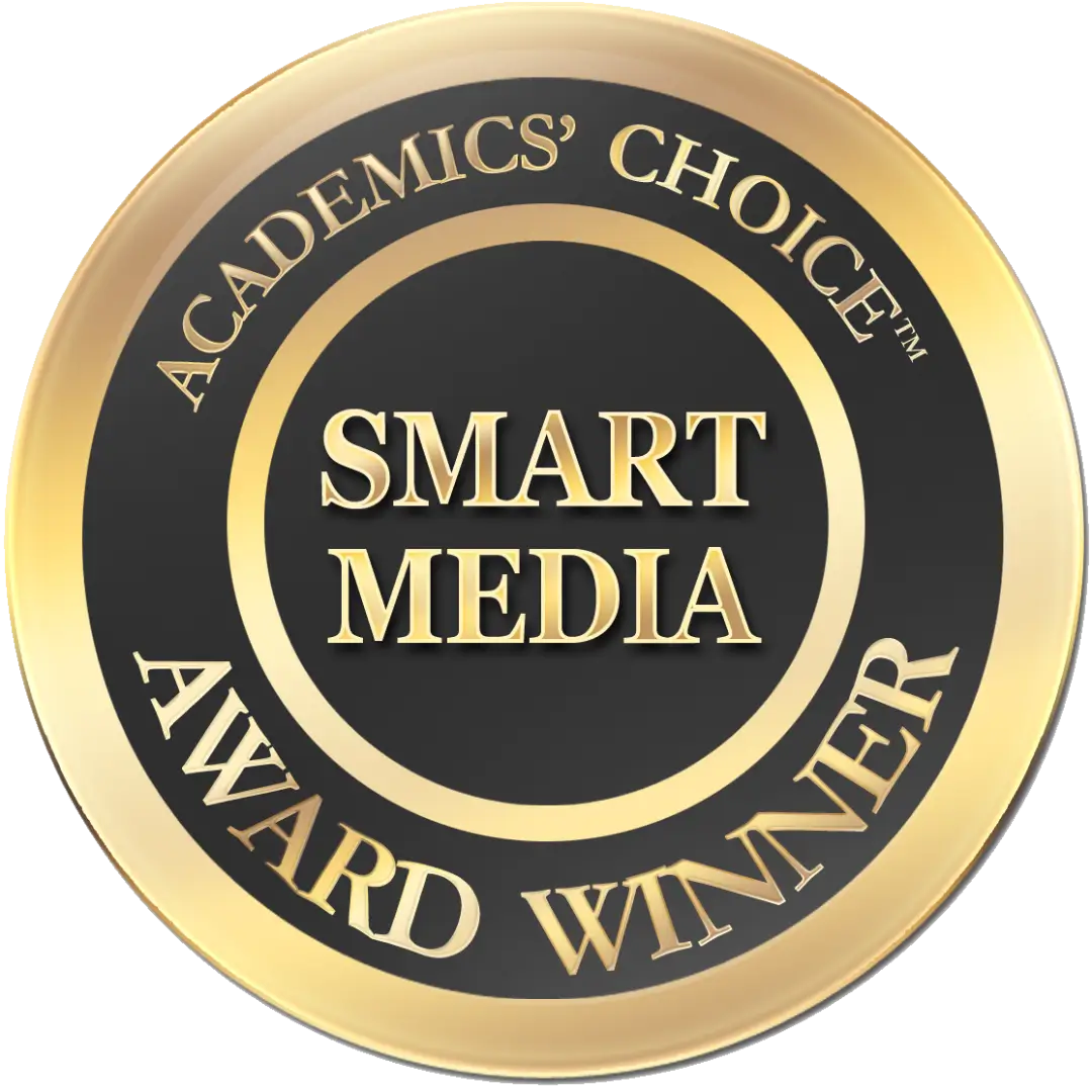 Gold and black award badge for 'Smart Media' winner