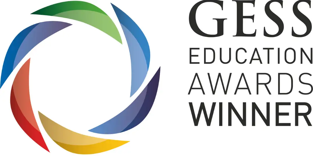 GESS Education Awards Winner logo with colorful circular design on a white background