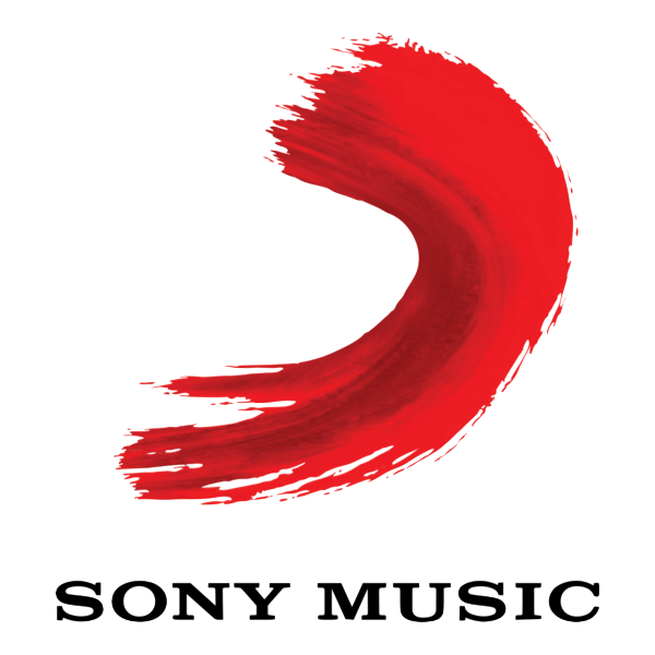 Sony Music logo with a red brushstroke design on a white background